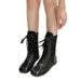 Women Boxing Boots Korean Niche Sport Style Martin For Women 2025 Autumn Winter Brown Boxing Shoe Genuine Leather Lace-Up Flat Short_vogvips.com