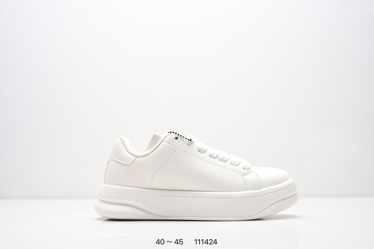 PU Simple And Fashionable Low Top Men's Shoes With Round Toe Tie And Thick Sole Casual Sports Shoes, Versatile Height Increasing Board Shoes_vogvips.com
