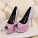 Spring And Autumn New Hentian High Heel Waterproof Platform Shallow Nightclub Fish Mouth Single Shoes Gradient Gold Pink_vogvips.com