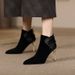 Pointy short boots for women slim heels 2024 autumn and winter new temperament high heel short boots for women grinding leather splicing naked boots_vogvips.com
