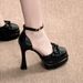 The Black Thick-heeled Waterproof Platform Mary Jane Shoes With A Niche Design Feel Are Slimming High Heels For Women_vogvips.com