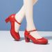 wangjia Wangjia Zhuonila High Soft Cowhide Waterproof Platform Genuine Leather Chunky Heel Work Round Toe Performance_vogvips.com