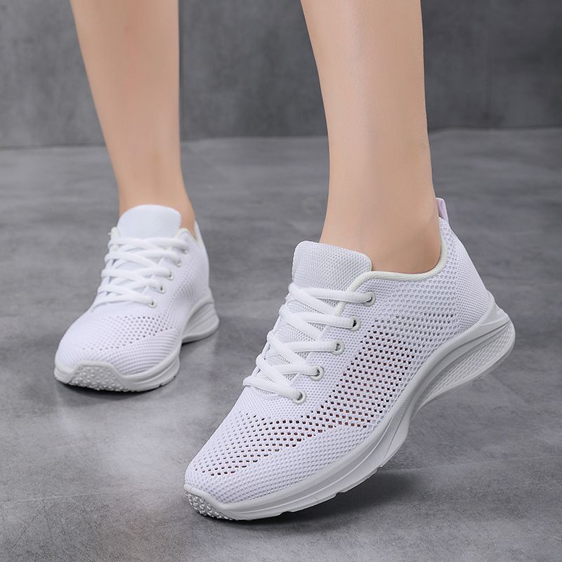 Women's Running Shoes Lightweight Soft Sole Mesh Sports Shoes 2024 New Summer Breathable Versatile Black Work Shoes_vogvips.com
