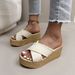 Roman Style Woven Cross Sandals, Perfect For Summer, Featuring A Gentle, Fairy Like Bohemian Style, Ideal For A Beach Vacation._vogvips.com