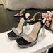 Fashion Buckle Pink New Arrival Transparent Rhinestone Thick Heel Super High Heel Casual Fashion Sandals For Women_vogvips.com