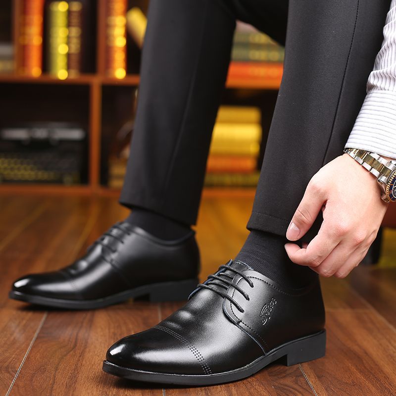 New Business casual strappy men's leather Oxford shoes_vogvips.com