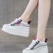 2025 Spring/Autumn New Style With Skirt Sweet White Board Thick Bottom Ultra High Heels Sandals Casual Mesh Shoes_vogvips.com