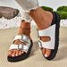 Women's Plus Size Platform Slippers With Rhinestone Side Buckles, Perfect For Outdoor Wear._vogvips.com