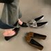 French Style Kitten Heel Single For Women 2024 New High-end Pointed Toe Elegant Simple Black Evening Boat Shoes_vogvips.com