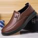 Business Casual Leather Shoes Men's Slip-On Anti-Slip Soft Bottom Breathable Round Toe Adult Footwear Comfortable_vogvips.com