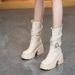 Simple Round Head Dopamine Outer Wear Small Naked Boots 2025 Internet Celebrity Retro Small Fragrant Style Thick Heel Medium Tube Martin Boots_vogvips.com