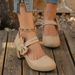 2026 New Large-size Explosion Mary Jane Thick-heeled Women's Shoes Bow Velcro High Heels_vogvips.com