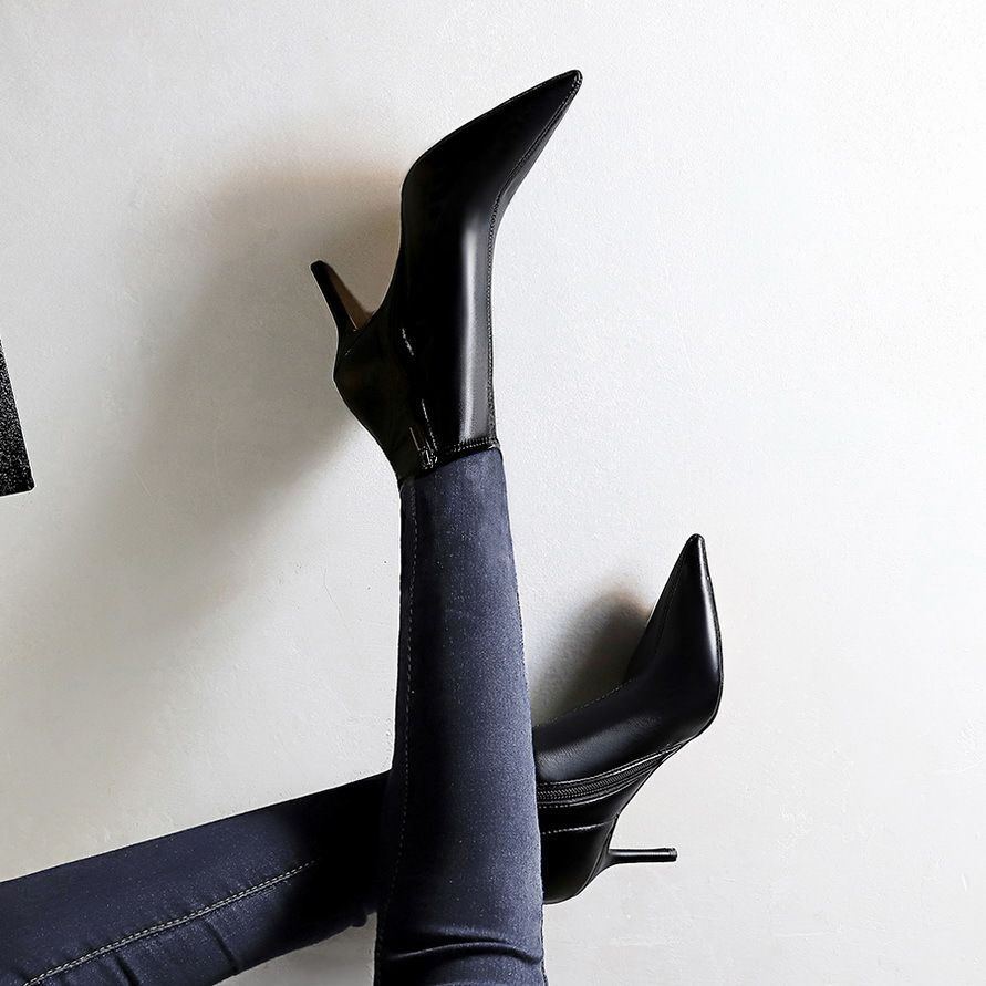 Women's Shoes Fashion Simple Skinny Boots Stiletto High Heel Pointed Sexy Nightclub Slim Short Boots And Nude Boots_vogvips.com