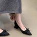 2025 Summer New Elegant Satin Pointed Toe Versatile Sweet Bow Thick Korean Style Shallow Commuting High Heel Pumps_vogvips.com