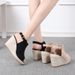 Women’s Shoes Wedge Heel Thick Bottom High Heel Fish Mouth Sandals Women's Straw Rope Bottom Buckle Sandals Large Size Shoes Suede_vogvips.com