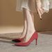 French Style Women's Single Shoes Pointed Toe Stiletto Heel Low Cut Commuter Wedding Bridal High Heels Spring_vogvips.com