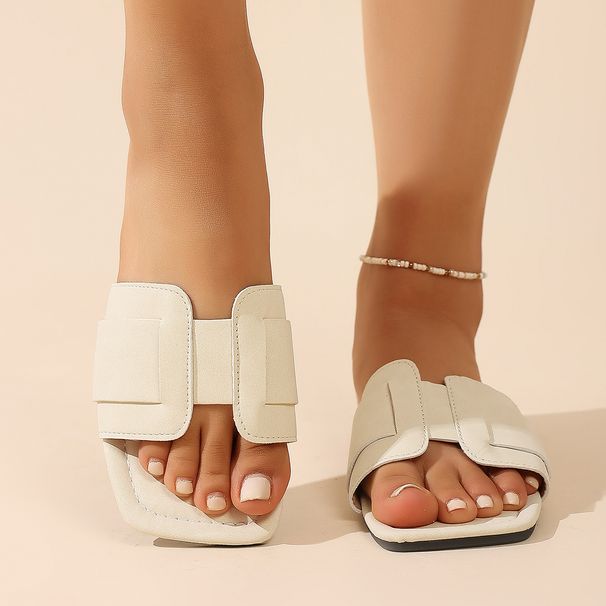 New Solid Color Lightweight Outdoor Casual Flat Slippers Summer Women's Beach Non-slip Wear-resistant Open Toe Flip-flops_vogvips.com