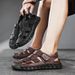 Original Italian Export Overstock Summer Sandals For Men, Soft-soled, Hollowed-out, Breathable, Perforated Beach Shoes_vogvips.com