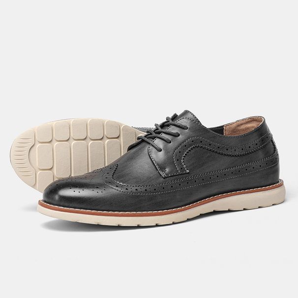 Men's Lightweight Brogue Casual Shoes - Vintage Style Breathable Leather Loafers For Spring & Summer Comfort"_vogvips.com