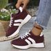 Plus Size Women's Chunky Sneakers With Breathable PU Upper Comfortable Low-Top Lace-Up Casual Shoes For Everyday Wear_vogvips.com