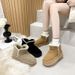 Real leather short hair woven thick sole height increasing snow boots 2025 winter new model with added velvet and_vogvips.com