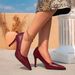 Women's High Heels Wine Red Stiletto Heels Set High Heels Fashion Party Pointed Simple High Heels_vogvips.com