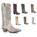 Designer Shoe New European And American Retro Pointed Toe Women's Shoes With Embroidery High Tube Chunky Heel Plus Size_vogvips.com