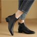 2025 New Women Low Pointed Leather Soft Sole Short Autumn Winter Single Boots Fashionable Back Zipper French Style 41_vogvips.com