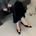 2025 Winter New Pointed Toe Single Shoes For Women French Style Elegant Matching Dress Bowknot Strap Chunky High Heels_vogvips.com
