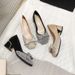 2025 Autumn New Heel Shoes, Water Diamond Square Head Single Shoes For Women, Wide Fat Feet, Large Size, Slim Shallow_vogvips.com