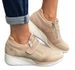 Large Autumn New Round Headed Diamond Velcro Single Fashion Slope Heel Casual Women's Shoes_vogvips.com