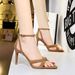 927-A5 Style Summer One Line Heels With Thin High Heels, Suede Cutout, Open Toe, Cross Cut Women's Sandals_vogvips.com