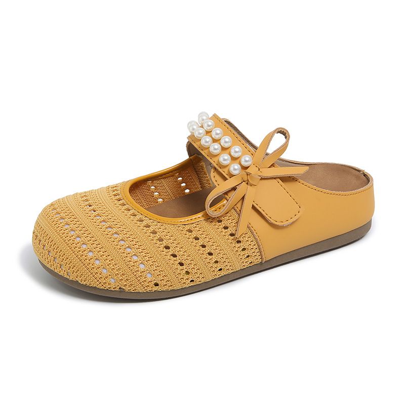 Half Tray White Shoes Female Breathable Student Height Increase Casual Women's Shoes Street Shot_vogvips.com