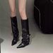Chunky Heel Pointed Toe Women 2025 New Autumn Winter Black Slouch Long Tube Riding Boots_vogvips.com