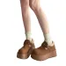 Fashionable Versatile Womens Birkent Cotton Thick Bottom Loafers Winter Warm Fleece Lined Flat Heel Round Toe Shoes_vogvips.com