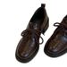 Leather Round Head Lace-up Loafers Commuting Thick Heel Small Leather Shoes Women's Single Shoes_vogvips.com