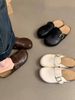 Plus-size Women's Shoes, Sizes 41 To 43, Soft Leather, Super Popular Retro Thick-soled Slip-on Closed-toe_vogvips.com