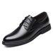 Suitable For All Seasons Shengkuang Plus Size Men's Business Black Pointed Toe Trendy Low-top Fashion Lace-up Leather Shoes_vogvips.com