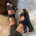 Women's Flat Sandals Velcro Sandals Summer New Large Size Thick Soled Sandals Foreign Trade Cross Border Round Toed Small Cstyle Sandals_vogvips.com