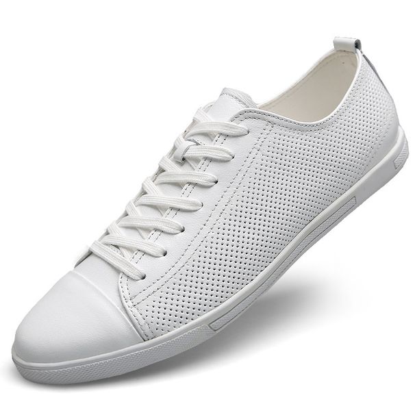 Hollow Board Shoes Men's Velvet Cotton Cowhide, Soft-soled Casual Men's Shoes Breathable Low-top White Shoes_vogvips.com