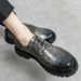 Euro Step Men's Leather Shoes Casual Business Formal British Brogue Winter Plush Thick Sole Low-top Martin Boots_vogvips.com