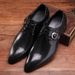Euro Step New Semi-Hollow Summer Fashion Buckle Breathable Men's Pointed Toe Trendy Leather Shoes_vogvips.com