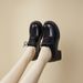 Comfortable Soft British Style Women's New Chunky Heel Single Shoes Spring Autumn Lace-up Patent Leather Versatile_vogvips.com