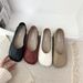Retro Square-toed Pleated Flat Mary Jane For Wide Feet, Women's Spring And Autumn Low-cut Soft-soled Versatile Red Shoes_vogvips.com
