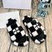 Women's Cross-Strap Furry 2026 New Model Height-Increasing Flat-Heel Home Black Lamb Wool Plush Slide Slippers_vogvips.com