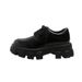 Women's Shoes Leather Chunky Heel Loafers Classic British Style Round Toe Slip-On Shoes With Platform Sole For Winter & Spring Sizes 33-40, Black_vogvips.com