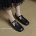 Cameido Women's French Vintage Square Toe Mary Janes Chunky Heel Spring Knitted One - Strap Buckle Deep - Mouth Shoes_vogvips.com