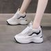 2025 Spring New Korean Style Casual Leather Women's Color Block Thick Sole Lace-up Dad Shoes Height Increasing Sneakers_vogvips.com