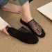 Retro New Style Mesh Hollow Breathable Sandals, Fishnet Woven Closed-toe Mules, Flat-soled Roman Sandals_vogvips.com