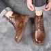 European Warm Series 2025 New Outdoor Martin Leather High Top Men's Work Motorcycle Boots British Style Oxford Sole_vogvips.com